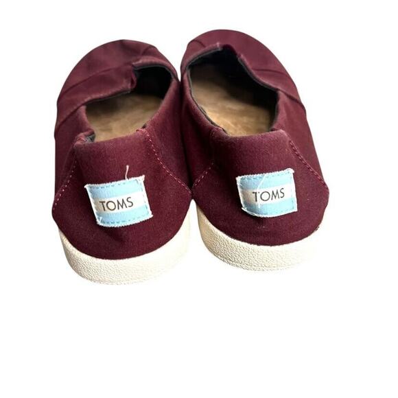 TOMS Alpargata Slip On Sneakers Shoes Size 7.5 Red Maroon Canvas Womens Casual - Picture 5 of 9